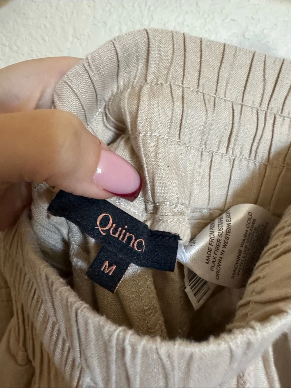 Quince Linen Wide Leg Pants Sz M Tan Neutral Drawstring